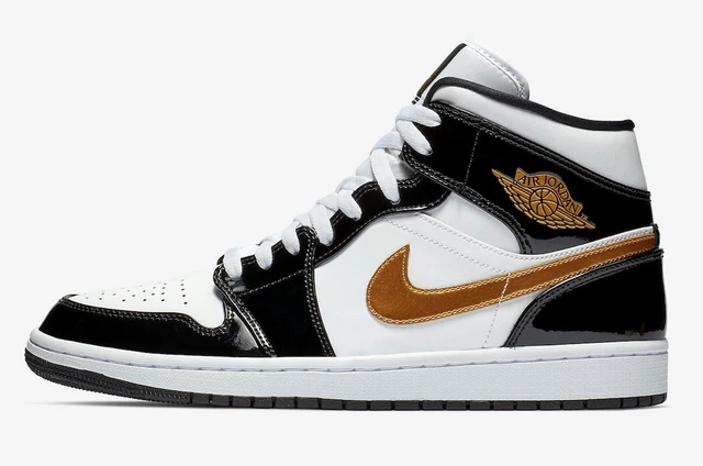 black white and gold jordans 1