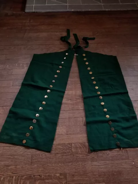 Antique trade cloth used for Native American dance leggings, forest green