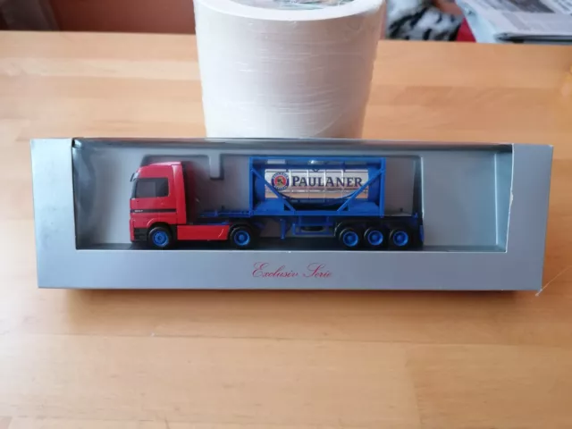 HERPA MB ACTROS TANK CONTAINER SZ von PAULANER in Ovp