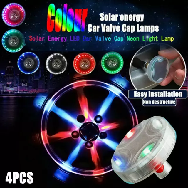 15 Mode Solar Energy Auto Flash LED Car Wheel Hub Tire Valve Cap Light Lamp 4pcs