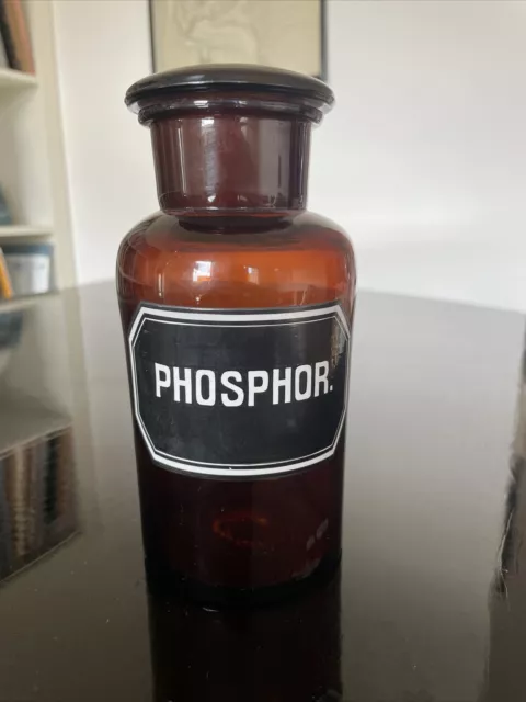 Vintage Apothekerflasche Braun Apothekerglas Phosphor