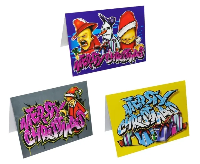 Graffiti Merry Christmas Xmas Fun Funny Cards For Dad Brother Friend Sister Mum