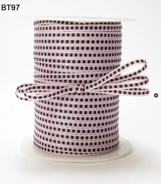 1/8" Inch Solid Stitched Center Ribbon – Pink/Black - BT97 - 100 Yards