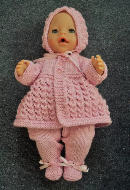 3pce Mid Pink Legging Hand Knitted set Dolls Clothes 40-42cm 16-17in