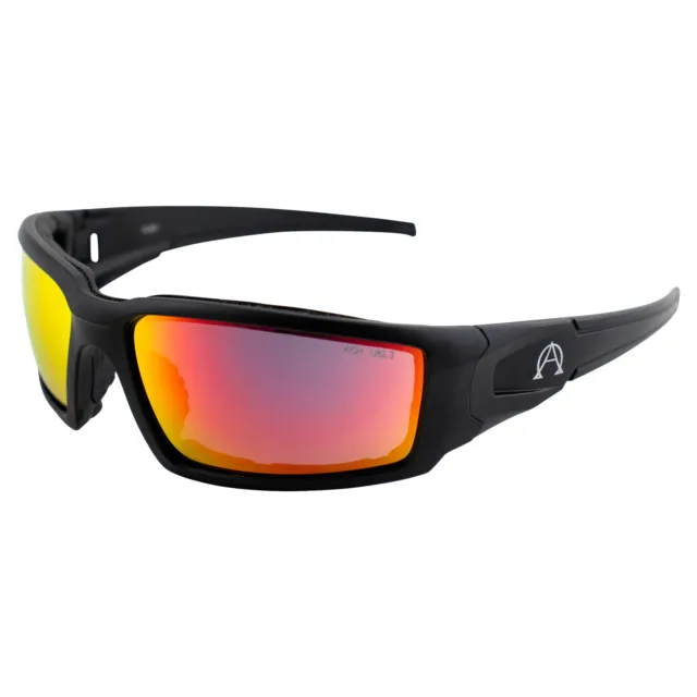 Alpha Omega 5 Motorcycle Sunglasses Riding Safety Glasses Z87.1 Red Mirror Lens