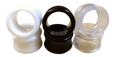 3 PAIR SET - Black,White,Clear Ear Tunnels Plugs Gauges Earlets - up to 30mm!