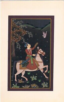 Indien Peinture Miniature De Moghol Empereur Sur Horseback Mogul Peinture