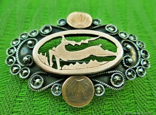 Broche Antique Diadème En Argent Art Déco - France - État Correct Pour Son Âge