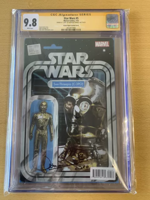 Marvel Star Wars #5 Action Figure Variant Signed Anthony Daniels CGC SS 9.8
