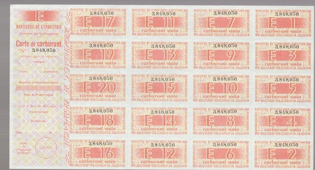 France Cinderellas Fiscal Billets Ration Carburant Auto Ministere 1949-59 NR 9