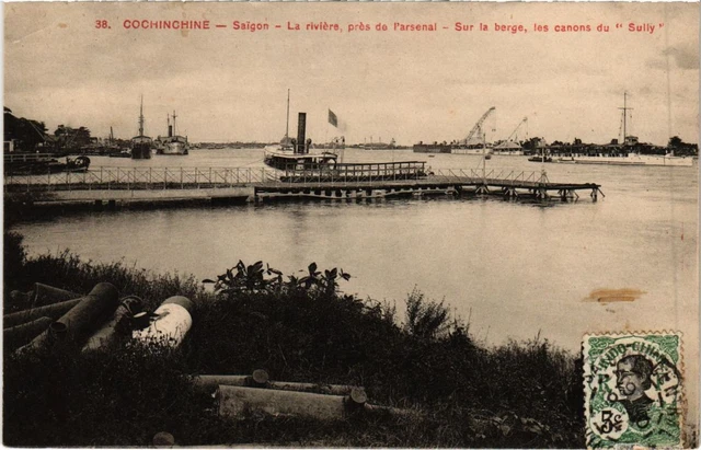 CPA AK Vietnam Le riviere pres de l'arsenal Cochinchine INDOCHINA (1284088)
