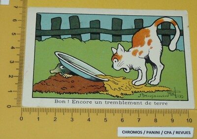 CHROMO BON-POINT ECOLE 1920-1939 BENJAMIN RABIER LE MASQUE CHIEN CHATS LAPIN 