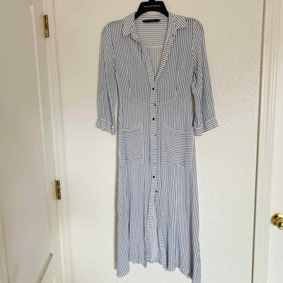 Zara blue and white striped button down dress (Size: XS)*