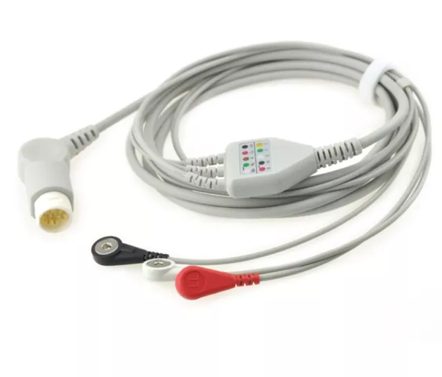 For  Philips 3lead ECG cable With snap end  round 12-pin