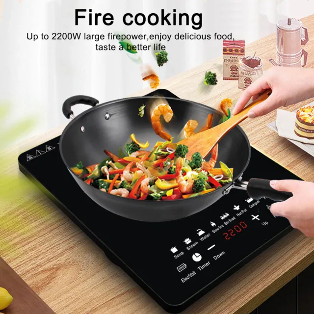 Portable 2200W Electric Induction Cooktop Ceramic Cook Top Kitchen Cooker Camp