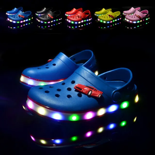 Kids Baby Boys Girls Summer Sandals Slippers Beach Shoes LED Light Up