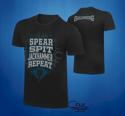 New WWE Bill Goldberg Mens WWF Spear Spit Jackhammer Repeat T-Shirt