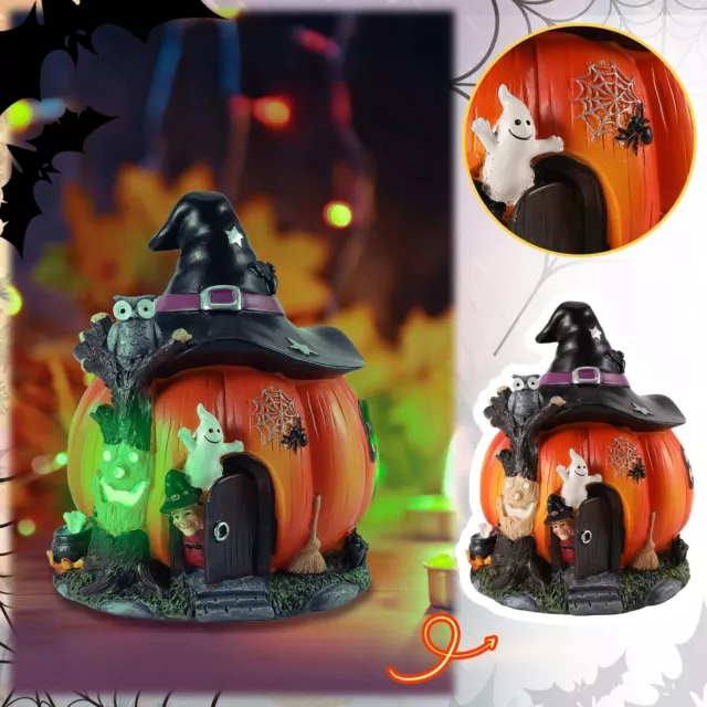 Halloween Witch Pumpkin House Statue Halloween Resin Desktop Decoration Artwork