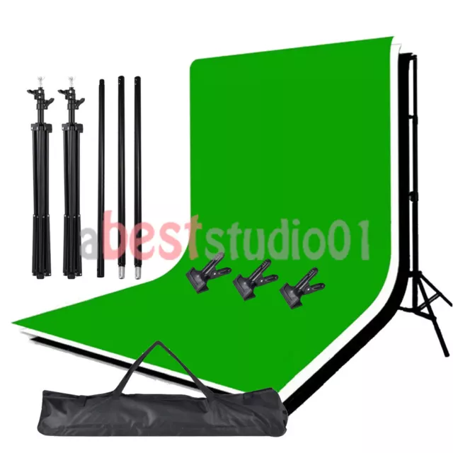 Photo Studio Background Stand Kit Black White Green Chroma Key Screen Backdrop