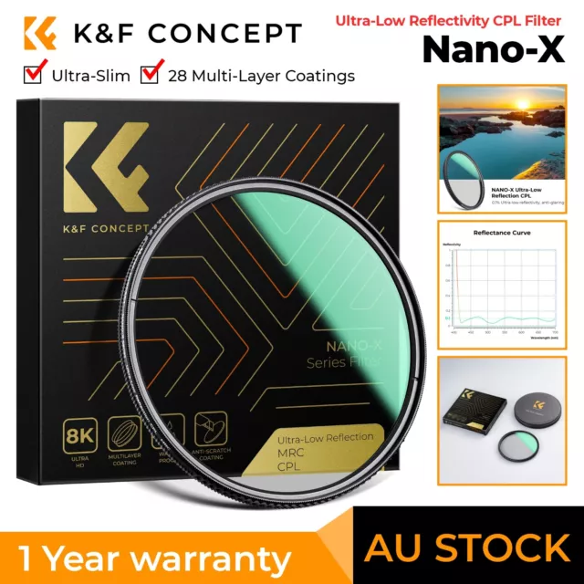 K&F Concept Ultra-Low Reflectivity Circular Polarizer Camera Lens Filter 37-95mm