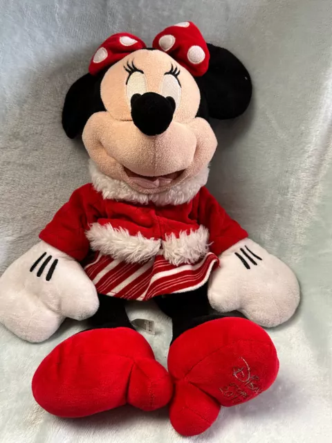 Disney store 2010 Christmas Candy cane Minnie Mouse red soft toy plush