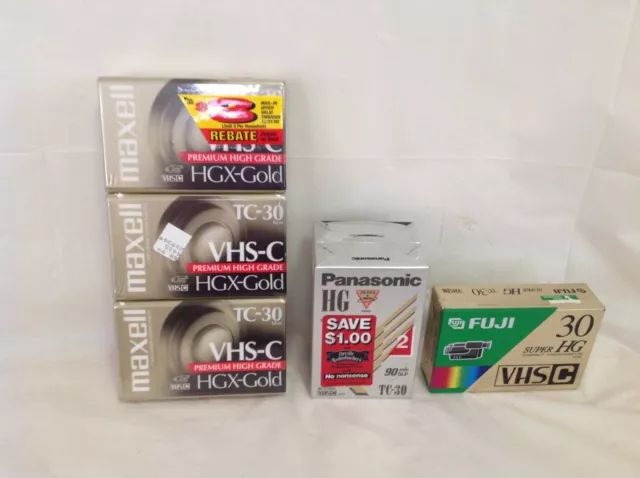 Maxell TC-30, Panasonic, Fuji - VHS-C Premium VHSC Cassette Tapes -Lot of 6 - 1D