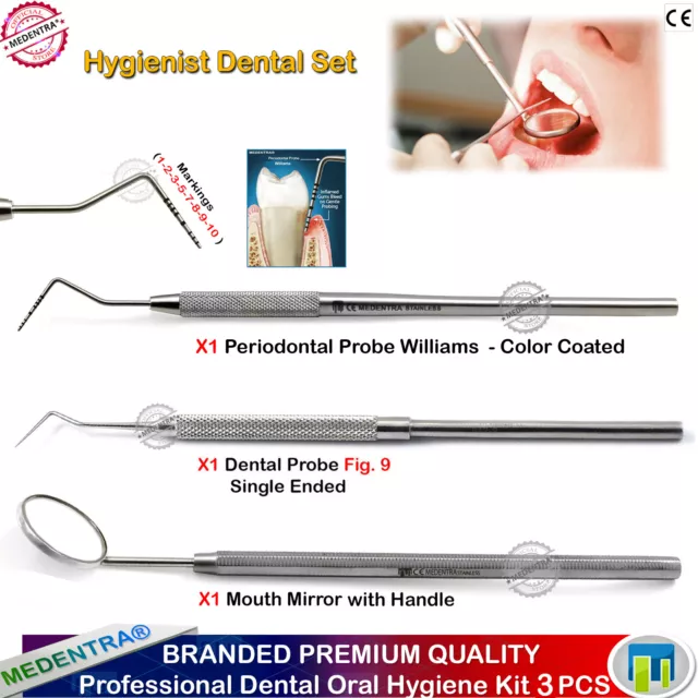Hygienist Dental Set Tooth Perio Examination William Probe Deep Cleaning Scalers