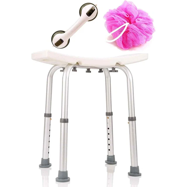 Dr. Maya Adjustable Bath and Shower Chair with Free Suction Assist Shower Handl