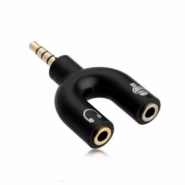 3.5 mm Stereo Audio to Headset Mic Jack Plug Y Adapter Mobile Phone Splitter AU 2