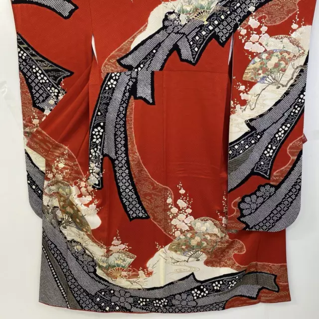 JAPANESE KIMONO FURISODE 167cm 5' 6" PURE SILK A3360