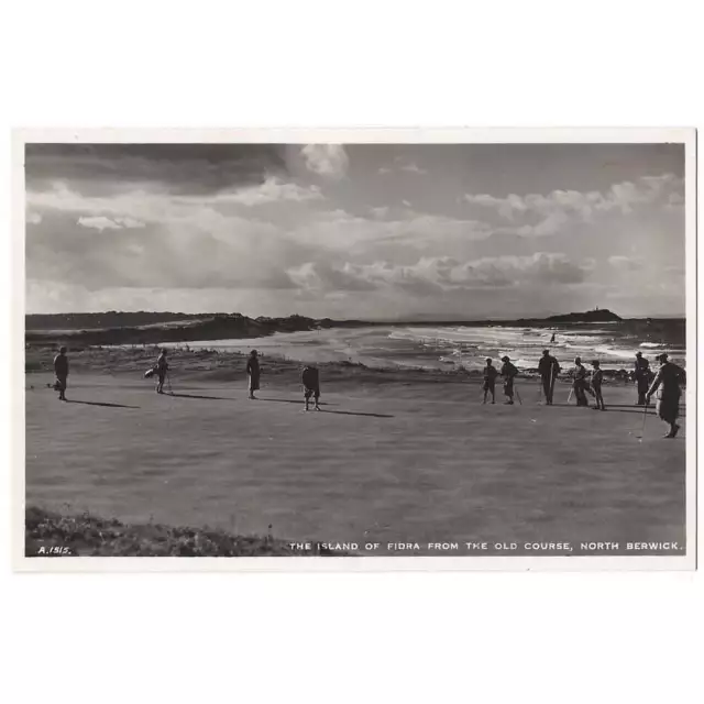 NORTH BERWICK Old Golf Course View towards Fidra Island RP Postcard Unused