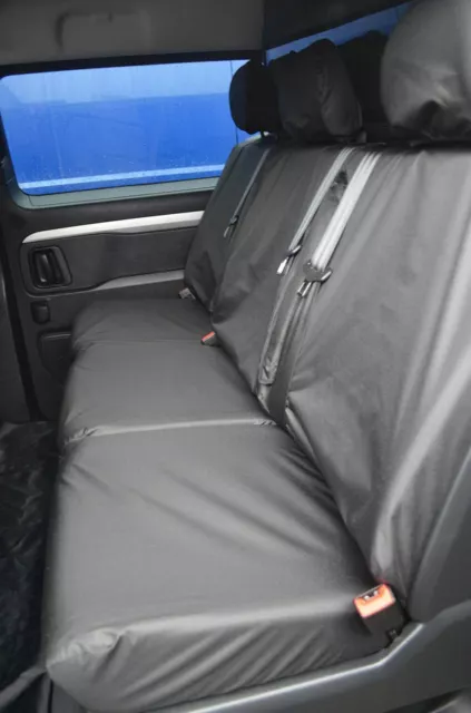 Citroen Dispatch 2016+ maßgeschneiderte Crew Cab hinten schwarz wasserdicht Sitzbezüge 3