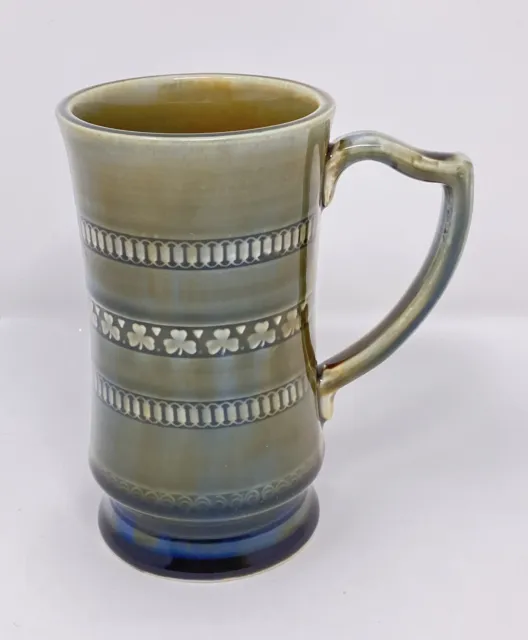 Wade Irish Porcelain Pottery Blue Green Beer Stein Tankard Shamrock Mug