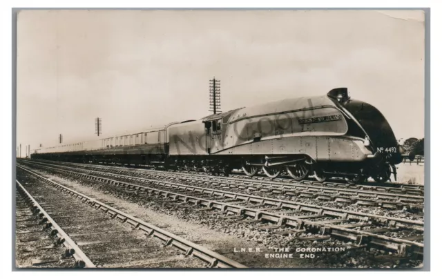 RPPC LNER Railroad Train Coronation Engine Streamliner Real Photo Postcard