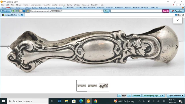Antique Sterling Hand Made Sand Cast Huge & Heavy Tongs 136.6 grams - 6 & 1/2"