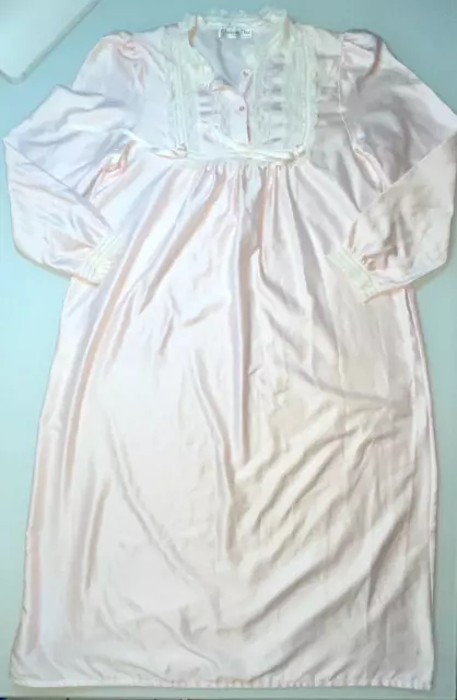 Vintage Christian Dior Women's Union USA Made Nightgown Pink Satin Size M