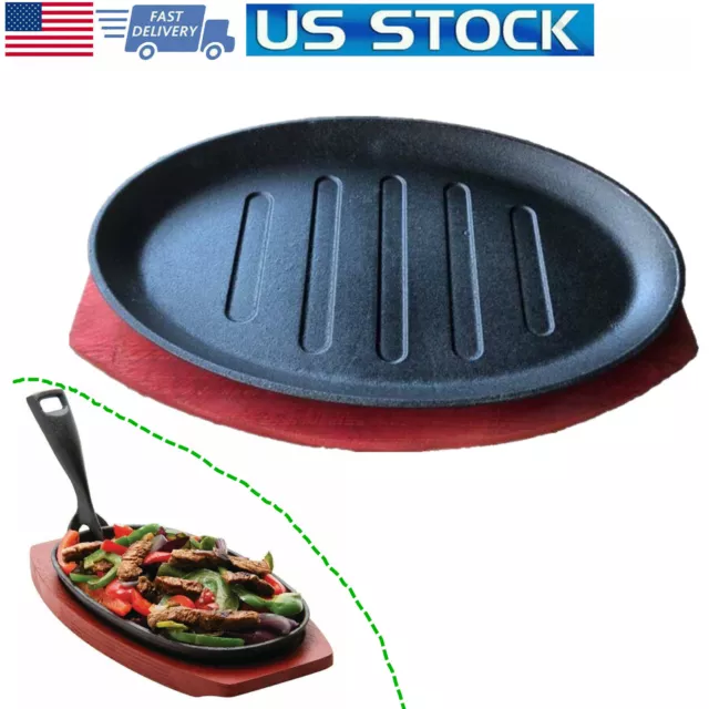 Cast Iron Fajita Pan Japanese Steak Plate Sizzler Pan with Removable Handle  - China Sizzling Pan and Sizzling Steak Plate price