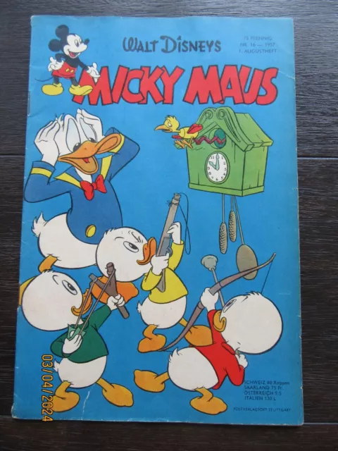 MICKY MAUS Heft Nr. 16 von 1957 sehr guter Zustand (ca. Z 1-2)