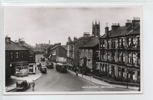 MAIN STREET, BOTHWELL (different): Lanarkshire postcard with buses (C68090)