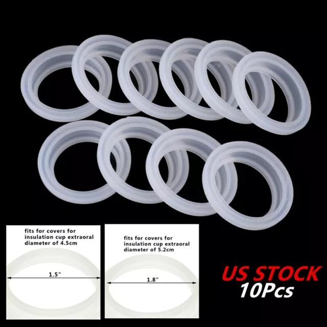 10x Silicone Sealing Rings Gaskets for Vacuum Bottle 4.5/5.2cm Covers Stoppers