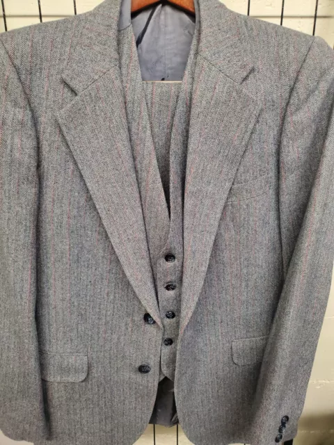 Yves saint Laurent France woven tweed hand finished three piece suit 40 L