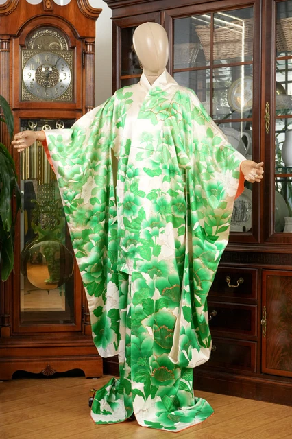 Dear Vanilla Japanese Silk Furisode Kimono Women's Authentic Japan Vintage Mint