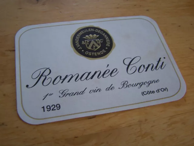 etiquette Romanee Conti DRC 1929 Vandermeulen 1er grand vin Bourgogne wine label 2