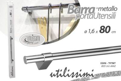 Tazze Lesfit Porta Utensili da Cucina in Acciaio Inox con 8 Ganci Barra Portautensili Cucina Porta Coltelli Cucina Niente Fori Necessari per Bagno Gadget Padelle Argento 