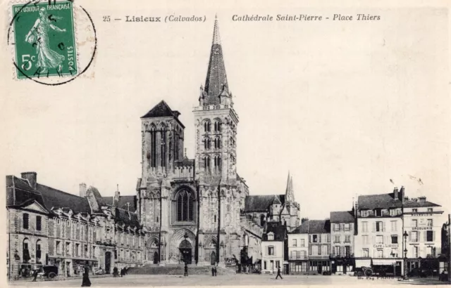 *37619 cpa Lisieux - Cathédrale Saint Pierre - Place Thiers