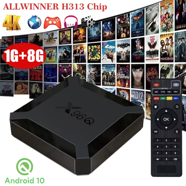 Smart TV BOX 2024 Android 10.0 4K WIFI H313 Quad-Core HDMI Media Player 1+8GB DE