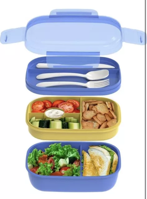 Scatola Bento impilabile 3 strati 1900 ml scatola pranzo cucchiaio forchetta contenitore preparazione pasti