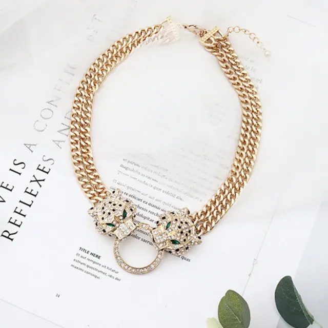 Necklace Leopard Panther Women Animal Choker Crystal Party Jewelry Neck Chain