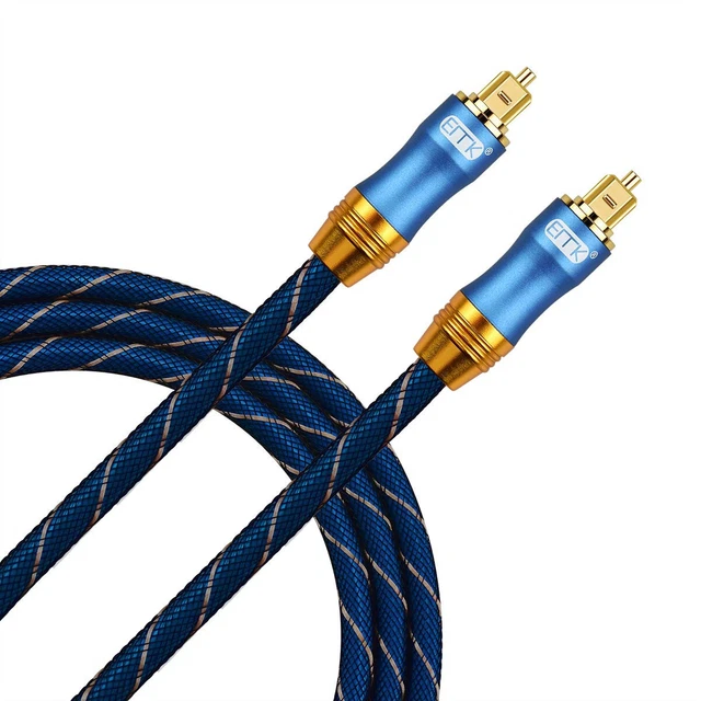 1M Câble optique audio numérique EMK Toslink fibre tressée nylon plaqué barre