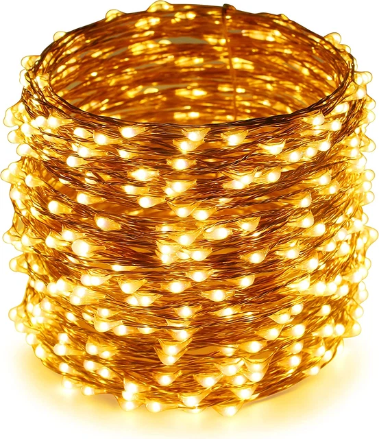 LED String Lights Plug In, Warm White Copper Wire Starry Fairy Lights Decorative